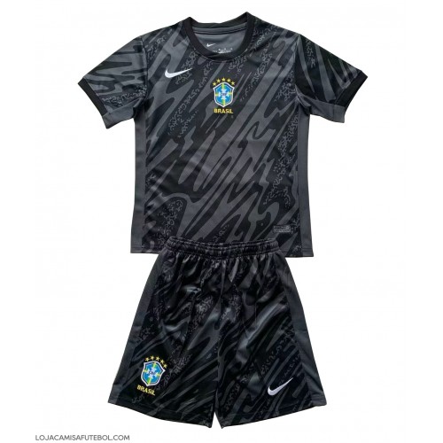 Camisa de Futebol Brasil Goleiro Equipamento Secundário Infantil Copa America 2024 Manga Curta (+ Calças curtas)